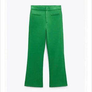 ZARA KICK FLARE GREEN PANTS